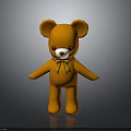 Cute Orange Plush Teddy Bear With Yellow Bow Tie And White Nose