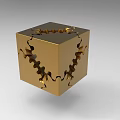 Precision Industrial Equipment Golden Cube With Intricate Hollow Mechanical Structure Design