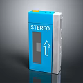 Blue Stereo Digital Device With Cassette Slot And Function Arrow Design