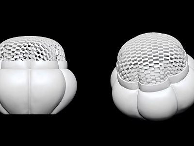 Modern White Decorative Ornament Combination With Grid Hollow Top And Petal Shaped Base 3d model