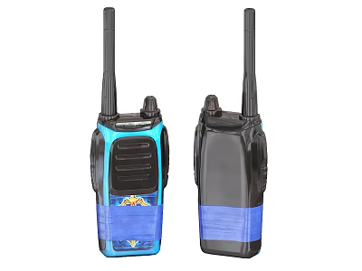 Portable Handheld Walkie Talkies With Blue And Black Design For Two Way Communication 3d model