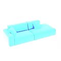 Modern Light Beige Fabric Two Seater Sofa With Comfortable Cushions And Sleek Design