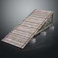 Sturdy Wooden Ramp Bridge Structure With Metal Support Frame And Concrete Bases