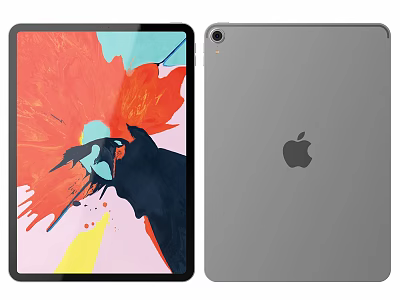Apple iPad Tablet With Colorful Front Display And Gray Back Design 3d model