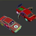 Red Race Car Models With Number 21 Open Hood And Doors Showcasing Interior