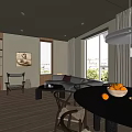 Minimalist Living And Dining Room Interior With Gray Sofa Dining Table Large Windows And Wooden Flooring