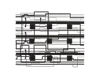 Complex Interconnected Industrial Pipe System With Multiple Lines And Rectangular Structures 3d model