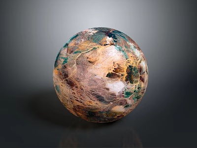 Vibrant Shiny Sphere With Marbled Multicolored Surface On Dark Background 3d model