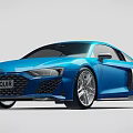 Blue Audi R8 Sports Car With Sleek Modern Exterior And Sporty Design