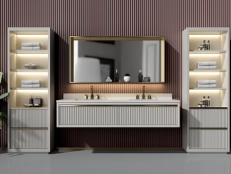 Light Luxury Bathroom Cabinet Combination 3d model