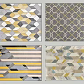 Square Rugs With Various Geometric Patterns And Modern Design Styles 3d model