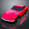 Red Vintage Sports Car With Sleek Design Black Windows And Silver Wheels On Reflective Surface