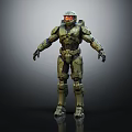 Futuristic Green Armored Sci Fi Character With Helmet And Tactical Armor Details