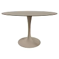 Round Light Tone Dining Table With Spiral Base And Minimalist Design 3d model