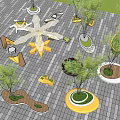 Modern Tree Pool Tree Pool Card Seat 3d model