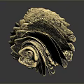 Golden Layered Metal Sculpture With Petal Like Design And Artistic Texture