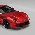 Red Ferrari Sports Car With Sleek Body Design And Black Wheels
