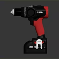 Cordless Power Drill With Red And Black Design Side Handle And Battery Pack 3d model