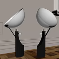 Two Modern Minimalist Table Lamps With White Dome Shades And Black Bases