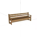 Natural Wooden Leisure Bench With Backrest Armrest And Simple Design Structure