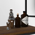Modern Industrial Bookcase With Metal Frame And Wooden Shelves Displaying Books And Decorative Bottles