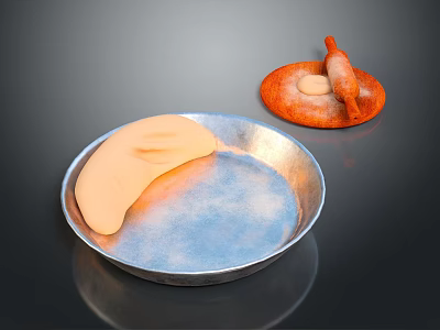 Light Orange Object On Silver Plate With Red Decorative Display Item 3d model