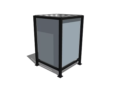 Modern Black Frame Transparent Panel Decorative Bonsai Plant Pot Stand 3d model