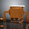 Industrial Dust Collector Equipment with Orange Body White Top Pipes and Ladder for Industrial Processing