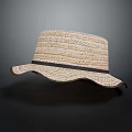 Stylish Straw Hat With Wide Wavy Brim And Black Ribbon Accent