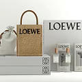LOEWE Decorative Accessory Set With Straw Bag White Pouch Perfume Bottles And Display Box