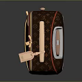 Stylish Travel Luggage with Monogram Pattern Telescopic Handle Red Trim and Rolling Wheels