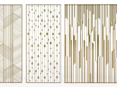 Stylish Modern Room Dividers With Decorative Geometric Patterns And Gold Accents 3d model