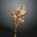 Golden Decorative Brooch With Intricate Floral Design For Fashion Clothing Accessory