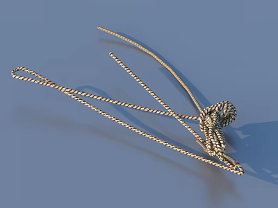 Gold Colored Household Rope Knot With Intertwined Strands And Shiny Surface 3d model
