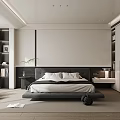 Minimalist Modern Bedroom Interior With Platform Bed Nightstands And Potted Plant