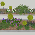 Tree Planter Landscaping with Diverse Trees Shrubs Colorful Flowers and Mulch