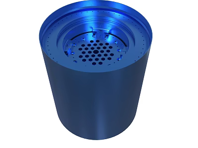 Blue Industrial Cylindrical Metal Component With Perforated Surface And Smooth Finish 3d model