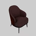 Burgundy Fabric Single Sofa With Modern Design Curved Armrest And Black Tapered Legs