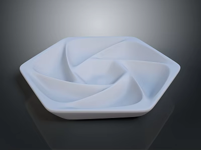 Elegant Modern White Hexagonal Household Dish With Spiral Divided Compartments 3d model