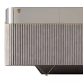 Modern Entryway Side Cabinet With Ribbed Design And Gold Metal Frame Elegant Storage Furniture