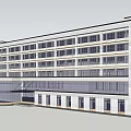 Modern Multi story Building With Light Colored Facade And Symmetrical Window Design 3d model