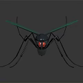 Realistic Mosquito With Green Wings Red Eyes And Black Body On Smooth Surface Reflection