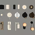 Modern Wall Lights With Various Designs Colors And Illuminated Features 3d model