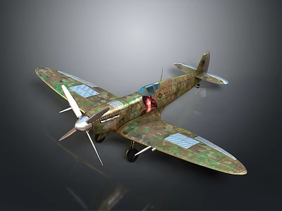 Vintage Fighter Plane Model With Camouflage Paint Propeller And Detailed Wing Design 3d model