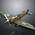 Vintage Fighter Plane Model With Camouflage Paint Propeller And Detailed Wing Design