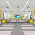 Bright Fitness Dance Studio With Yoga Mats Fitness Balls Large Screen Lockers And Wall Silhouettes