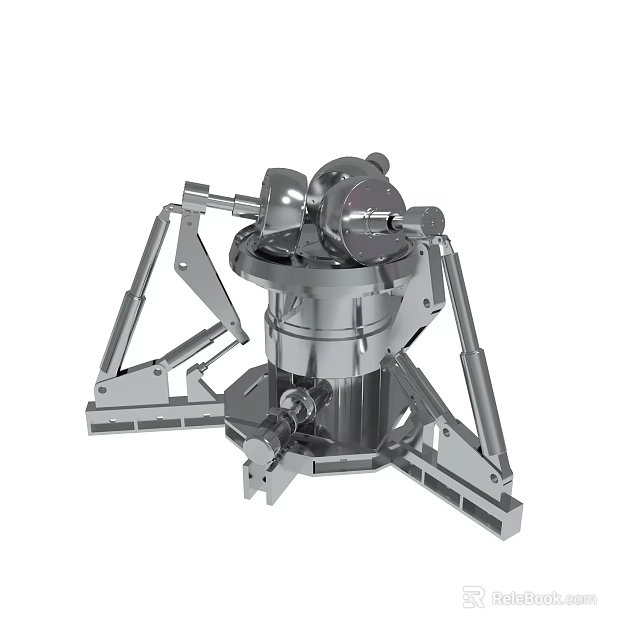 Mechanical Industrial Device With Metallic Structure Rotating Components And Support Frame 3d model