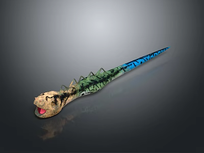 Prehistoric Dinosaur Figure With Green Blue Tail And Open Mouth Head 3d model