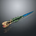 Prehistoric Dinosaur Figure With Green Blue Tail And Open Mouth Head
