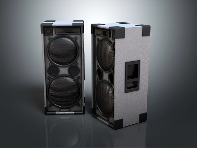 Sleek Modern Floor Standing Speakers With Dual Driver System And Control Panel 3d model